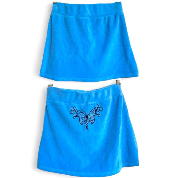 dELiA*s Dresses & Skirts - Delia’s Y2K Butterfly Velour Mini Skirt Dolls Kill Low Rise Blue Pop Princess